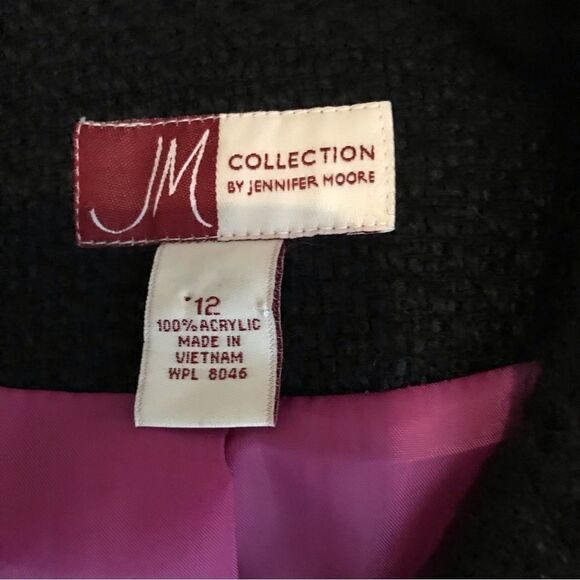 JM Collection Blazer Women's Size 12 Black Lace Trim Long Sleeve Button Pockets - Picture 11 of 11